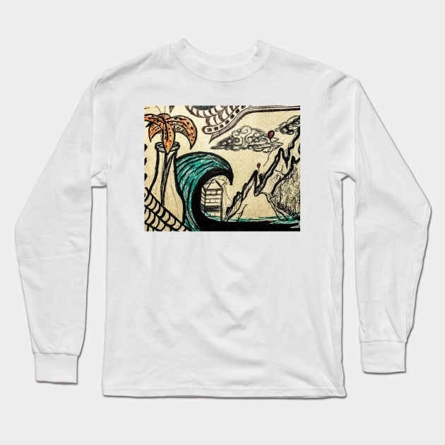 Tsunami Long Sleeve T-Shirt by CheleDoodles